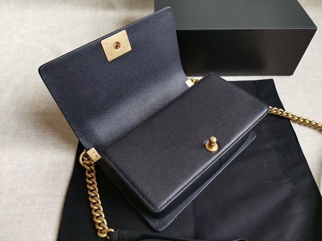 CC original handmade grained calfskin medium boy handbag HA67086 black