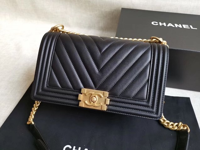 CC original handmade lambskin medium boy handbag HA67086 -2 black