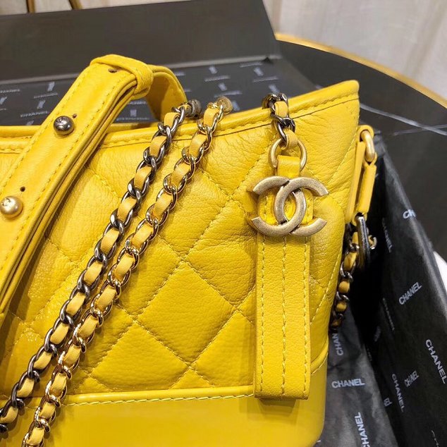 CC original aged calfskin gabrielle small hobo bag A91810 yellow