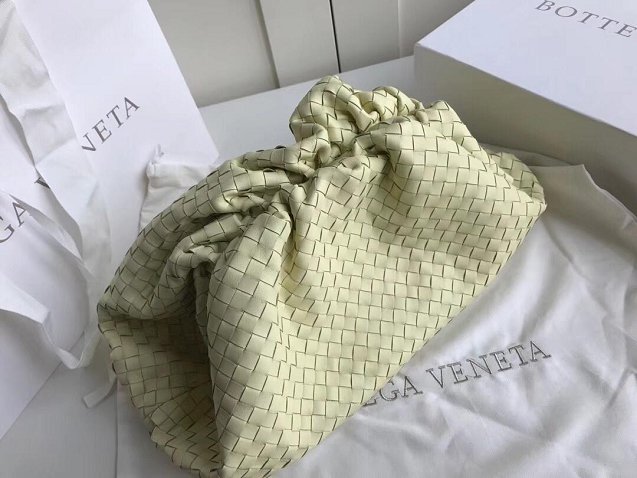 BV original intrecciato lambskin large pouch 576175 light yellow