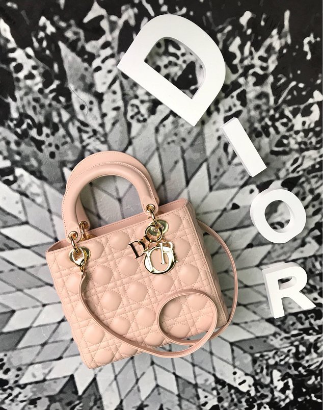 Dior original lambskin lady dior bag 44551 apricot