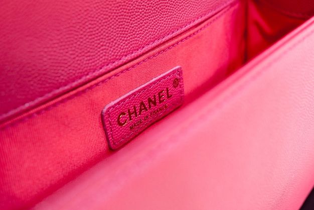 CC original customized grained calfskin boy handbag A67086-2 rose red