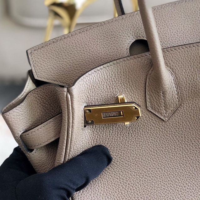Hermes original togo leather birkin 25 bag H25-1 gris asphalte