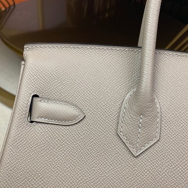 Hermes original epsom leather birkin 25 bag H25-3 gris asphalte