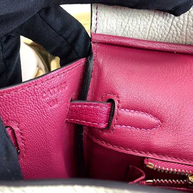 Hermes handmade original crocodile leather&calfskin birkin bag BK0035 white&purple