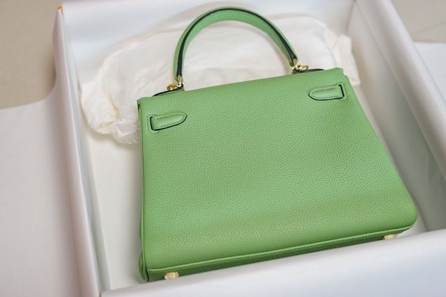 Hermes original togo leather kelly 25 bag K25 vert criquet
