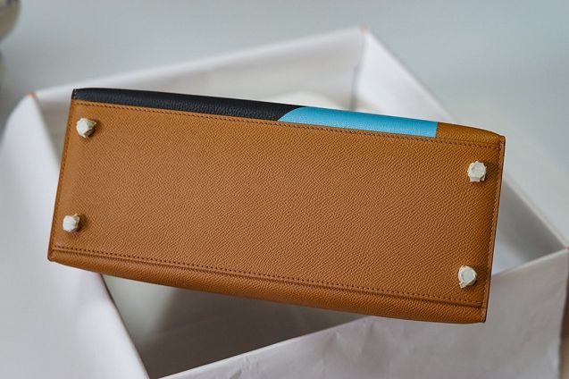 Hermes handmade original epsom leather kelly bag K00036 brown&black&blue