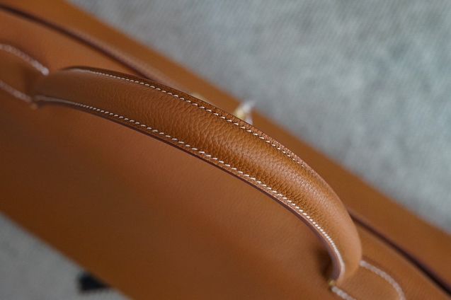 Hermes original calfskin kelly 42 shoulder bag BK0057 gold brown
