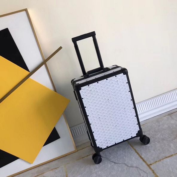 Goyard canvas rolling luggage GY0003 white