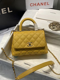 CC original grained calfskin coco top handle mini flap bag AS2215 yellow