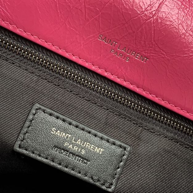 YSL original crinkled calfskin niki medium bag 498894 rose red