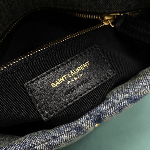 YSL original denim puffer mini bag 759337 blue