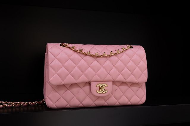 CC original handmade lambskin medium flap bag HA01112 pink
