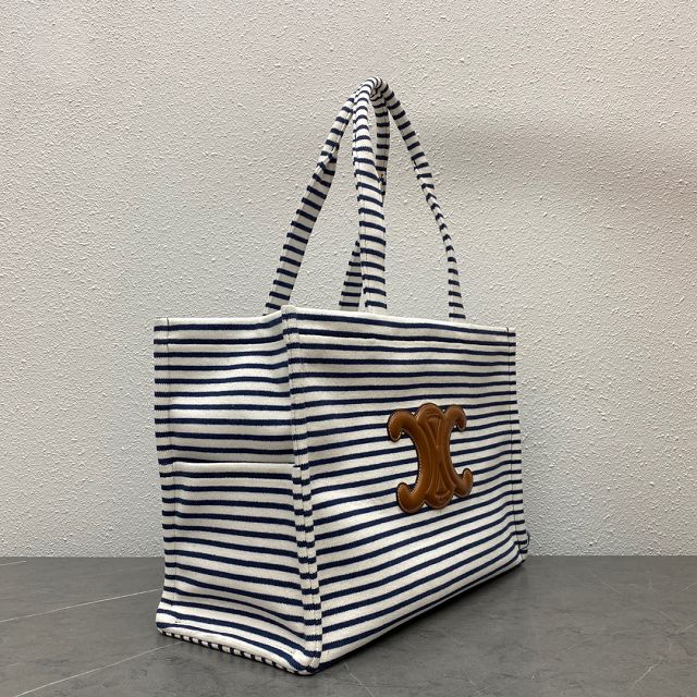 Celine original textile thais large cabas 196762 navy&tan