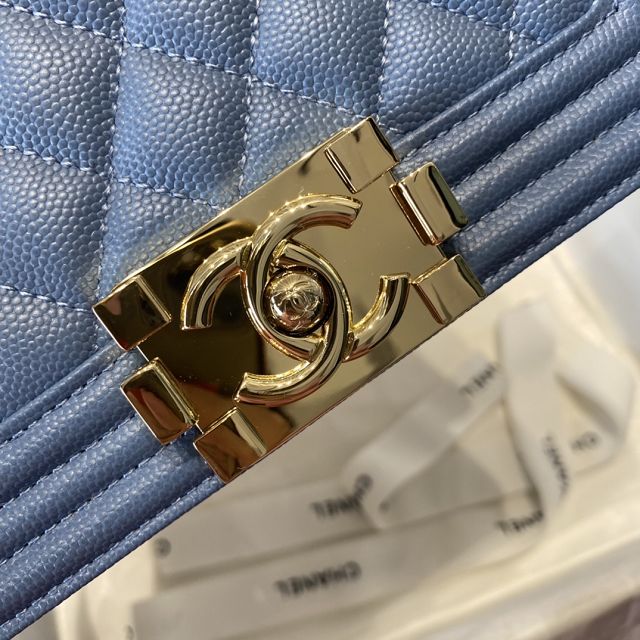 CC original grained calfskin small boy handbag A67085 blue