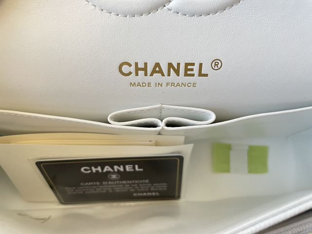 CC original grained calfskin small flap bag A01113 white