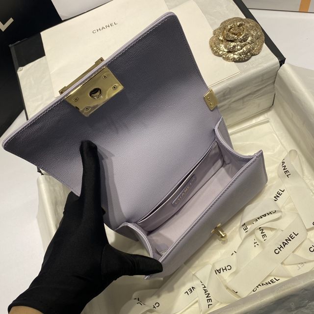 CC original grained calfskin small boy handbag A67085-2 light purple	