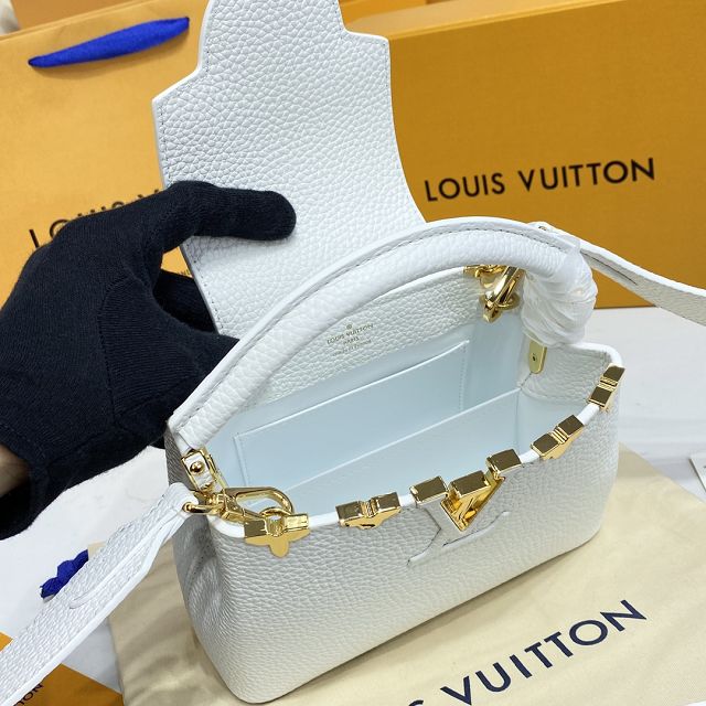 Louis vuitton original calfskin capucines mini handbag M55983 white