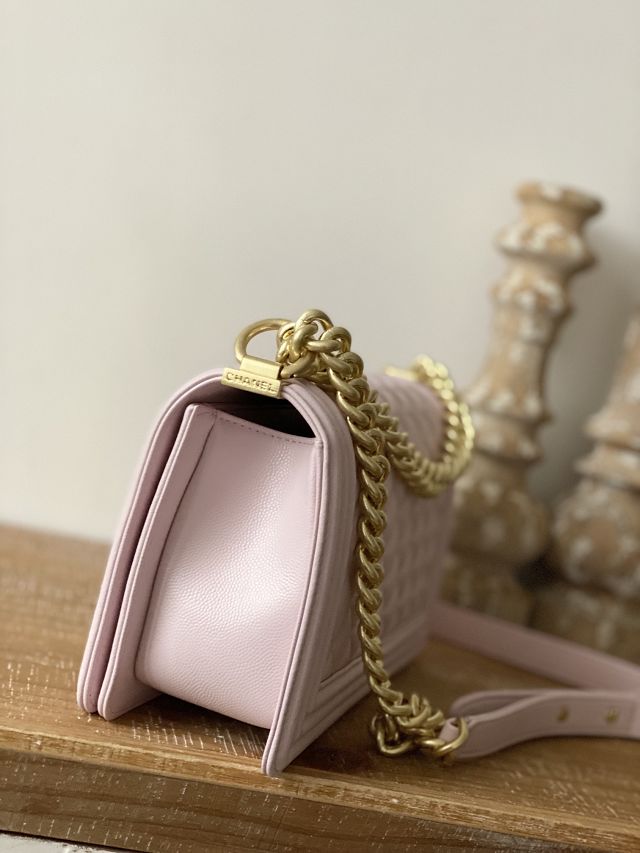 CC original grained calfskin medium boy handbag A67086 light pink