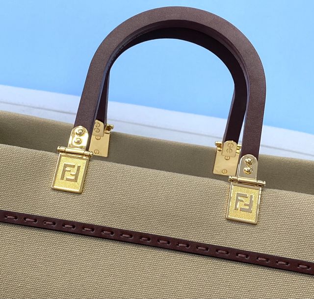 Fendi original canvas medium sunshine shopper bag 8BH386 apricot