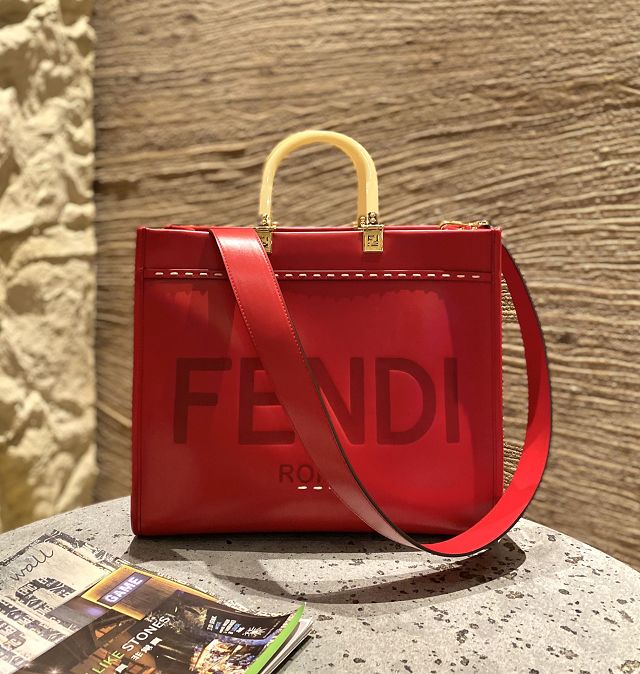 Fendi original calfskin medium sunshine shopper bag 8BH386 red