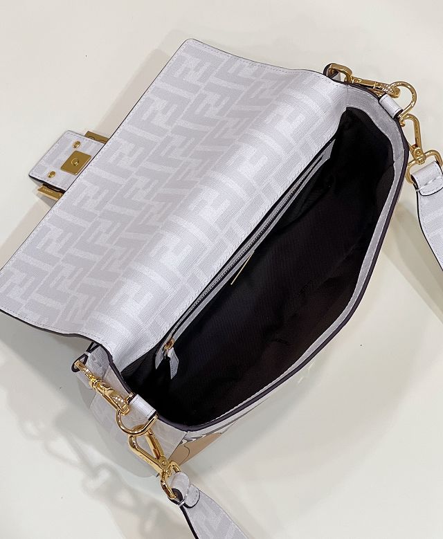 Fendi original fabric medium baguette bag 8BR600-4 white