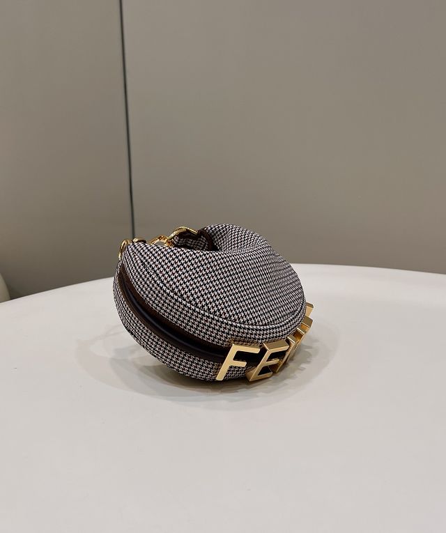 Fendi original wool nano fendigraphy bag 7AS089 beige