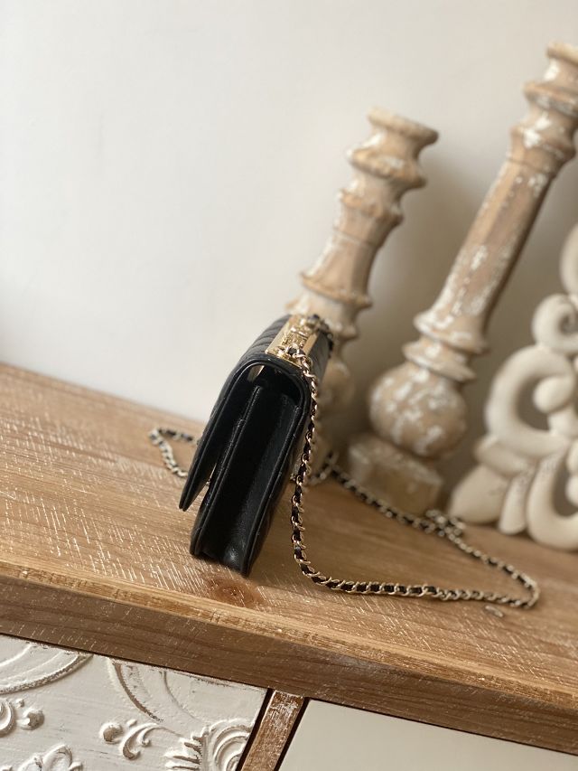 CC original lambskin wallet on chain A80982 black