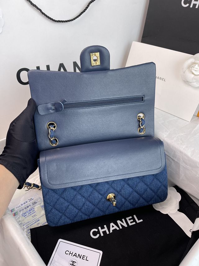 CC original denim medium flap bag A01112 blue