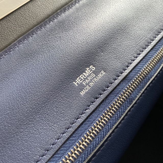 Hermes original togo leather kelly 2424 bag HH03699 blue saphir 