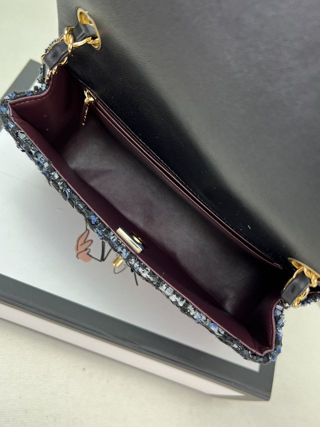 CC original tweed mini flap bag A69900 navy blue