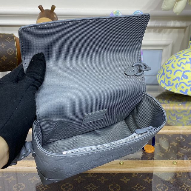 Louis vuitton original calfskin steamer messenger bag M81746 grey