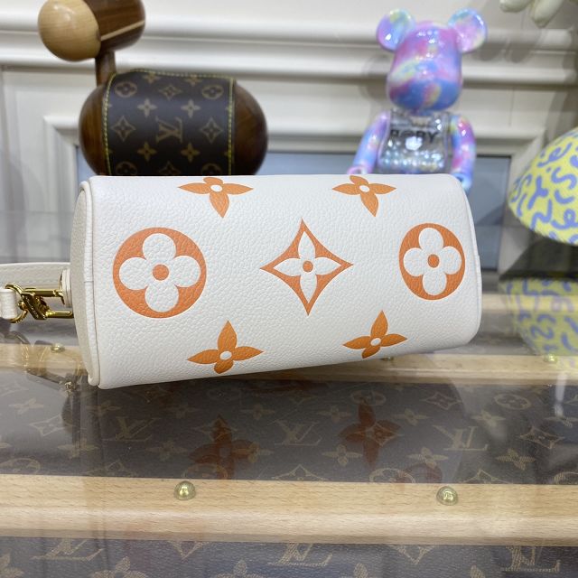 2023 Louis vuitton original calfskin nano speedy M81625 white&apricot