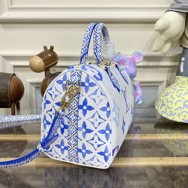 Louis vuitton original monogram canvas speedy 25 M23073 blue