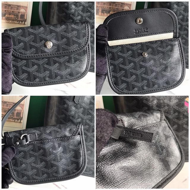 Goyard original calfskin&canvas reversible anjou mini bag GY0086 black