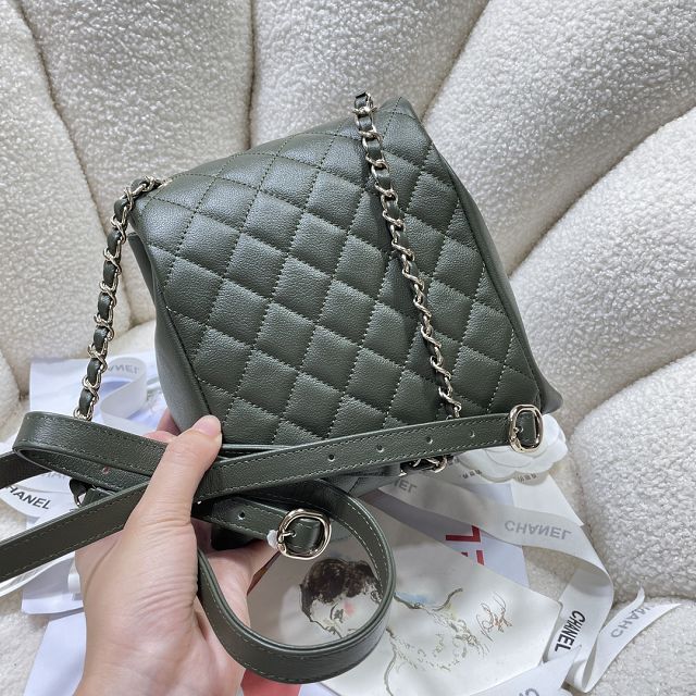 CC original calfskin backpack AS3860 dark green