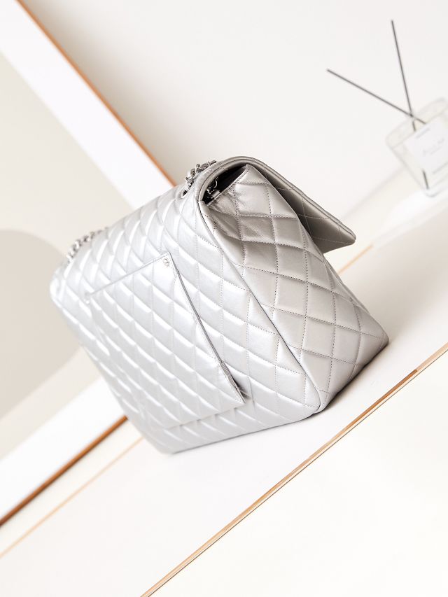 CC original lambskin maxi flap bag AS4661 silver