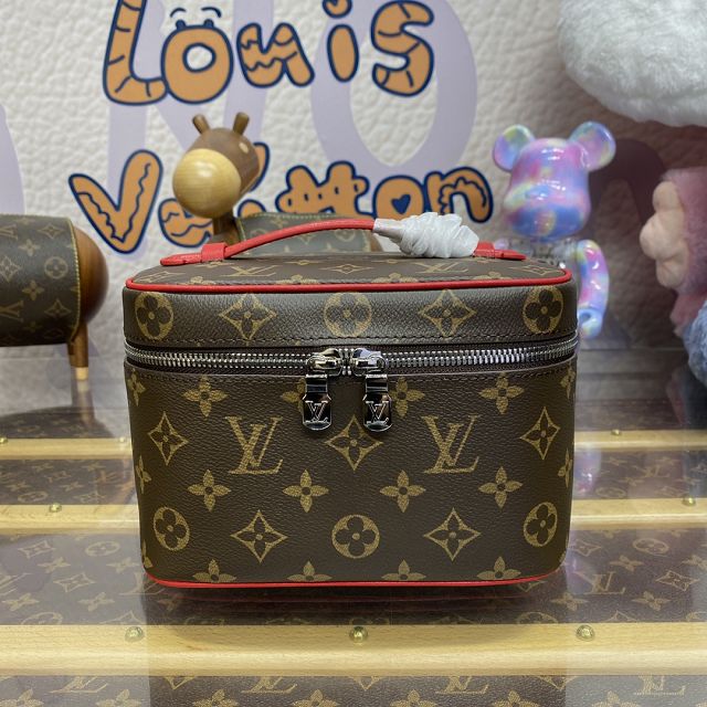Louis vuitton original monogram mini nice cosmetic case M46766 red