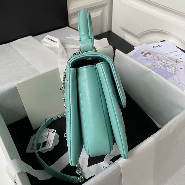 CC original lambskin top handle flap bag A92236-2 blue