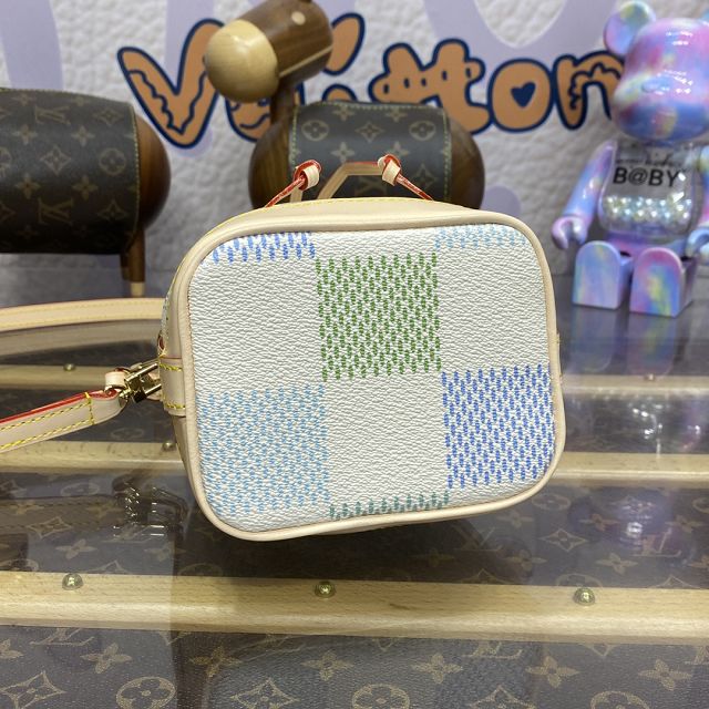 Louis vuitton original damier canvas nano noe bucket N40640 blue
