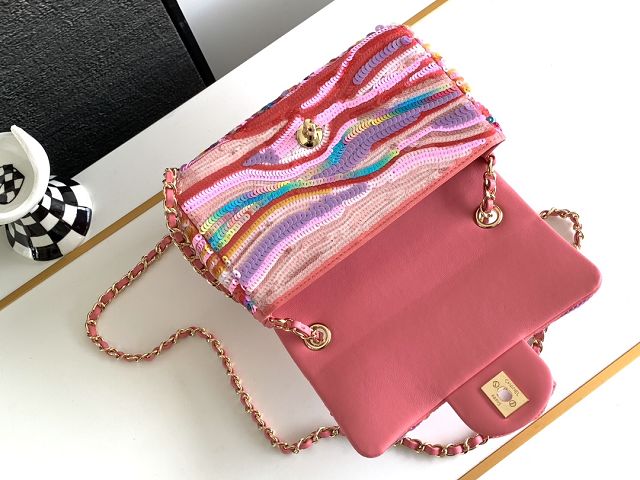 CC original sequins mini flap bag A69900 pink