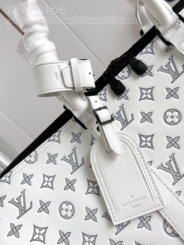 Louis vuitton original calfskin keepall bandouliere 50 M24954 white