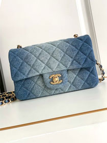 CC original denim mini flap bag A69900 blue