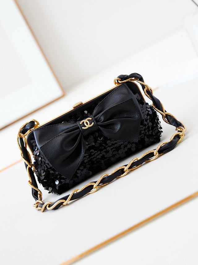 CC original sequins clutch with chain AP4027 black