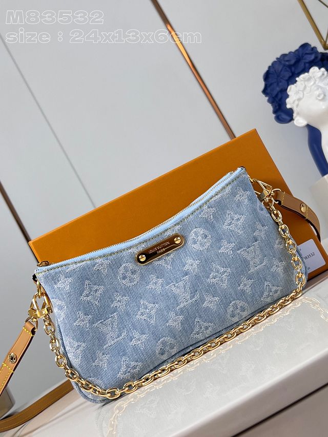 Louis vuitton original denim liv pochette M83532 light blue