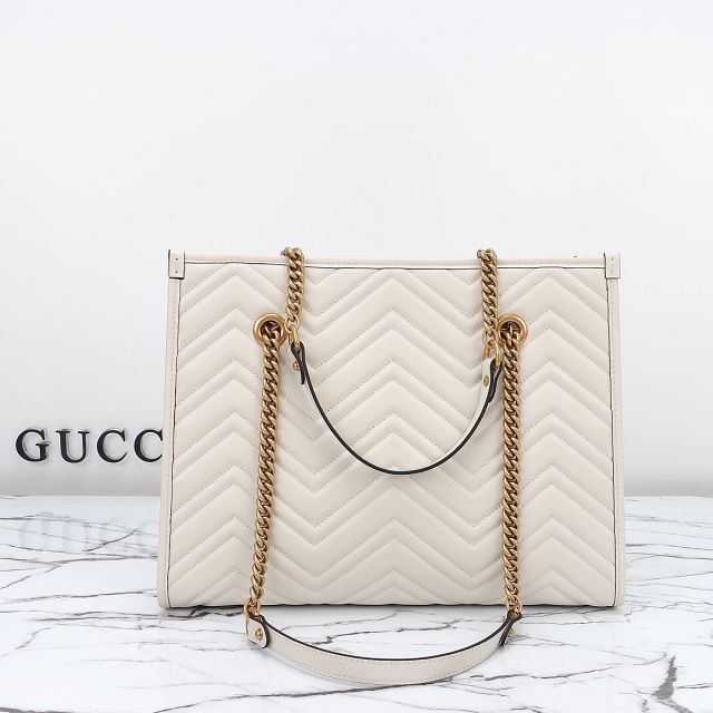 GG original calfskin marmont medium tote bag 779724 white