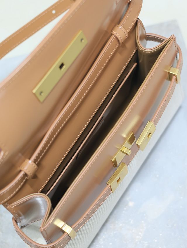 YSL original canvas manhattan small flap bag 675626 beige