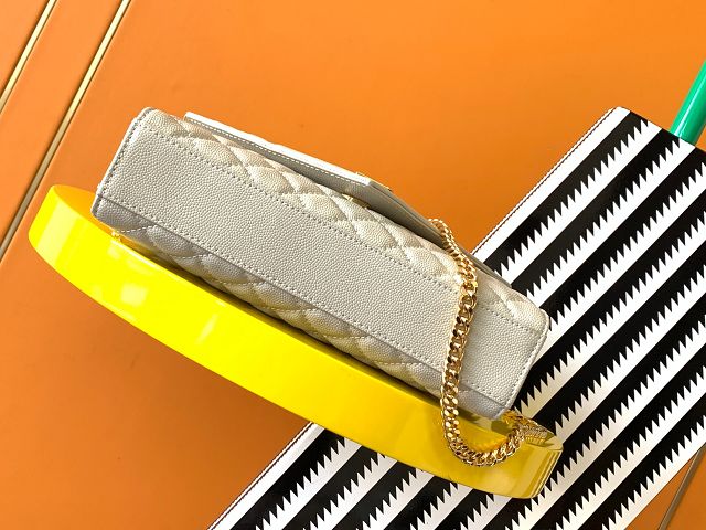 YSL original grained calfskin envelope chain bag 526286 white