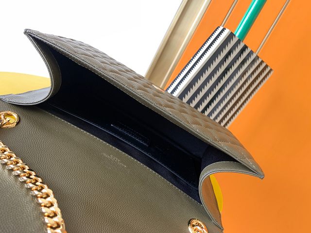 YSL original grained calfskin medium envelope chain bag 487206 green