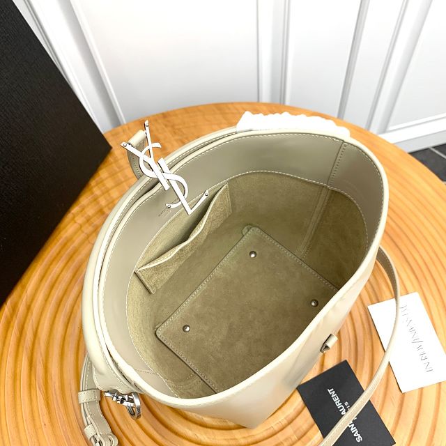 YSL original calfskin small le 37 bucket bag 749036 light grey